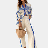 Domitille | Elegant Summer Set with Pants and Shirt