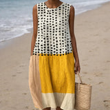 Laure | Colorblock Polka Dot Dress