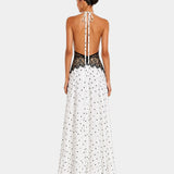 Pomeline | Maxi polka dot dress with elegant lace