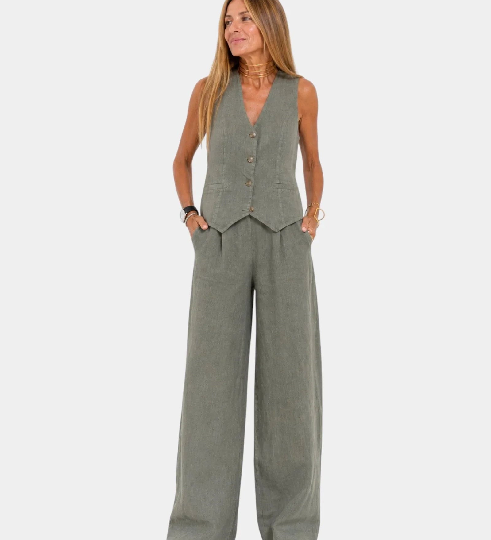 Assia | Sleeveless vest and pants set