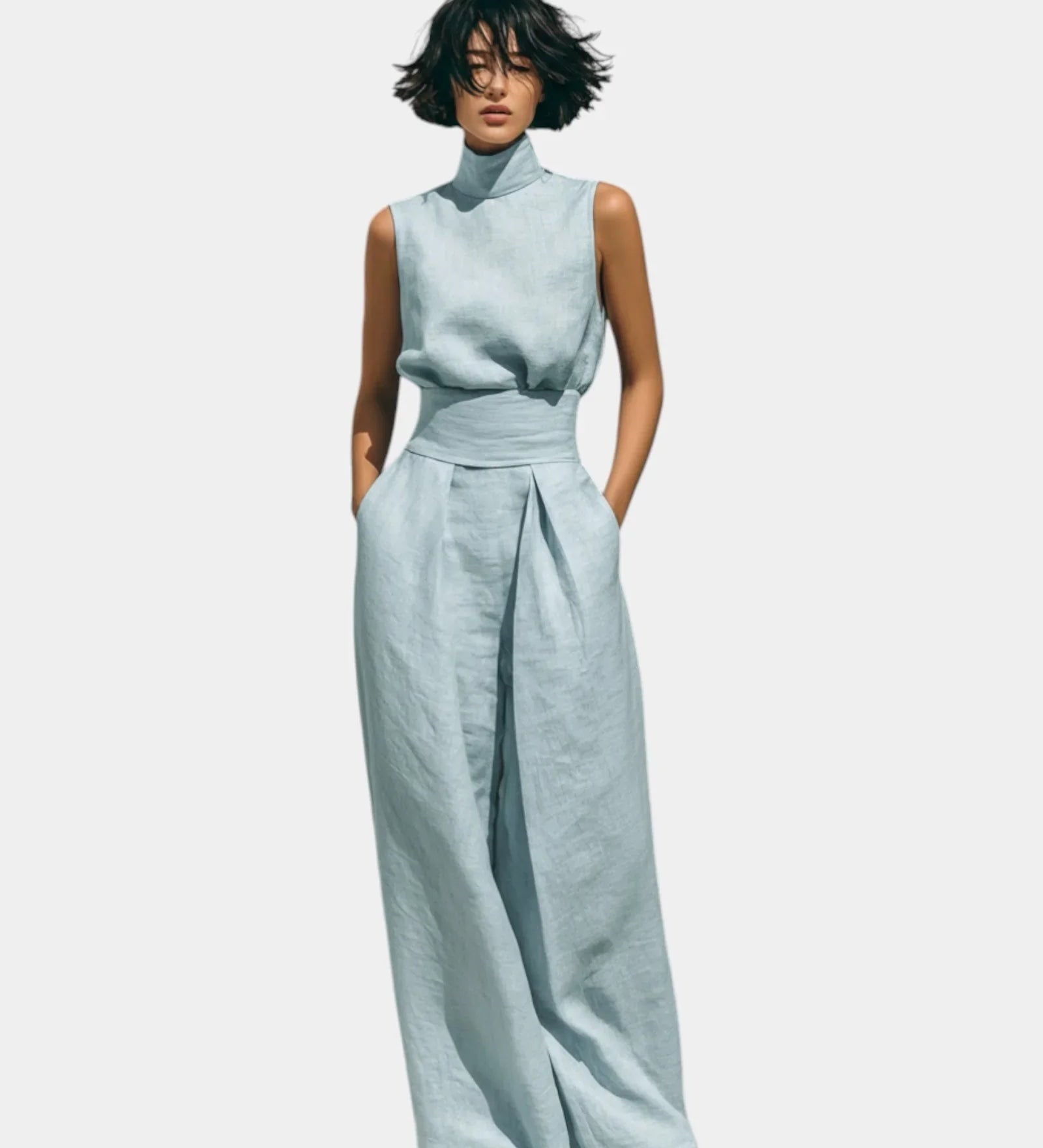 Falyne | Minimalist Tank Top and Wide Leg Pants Set