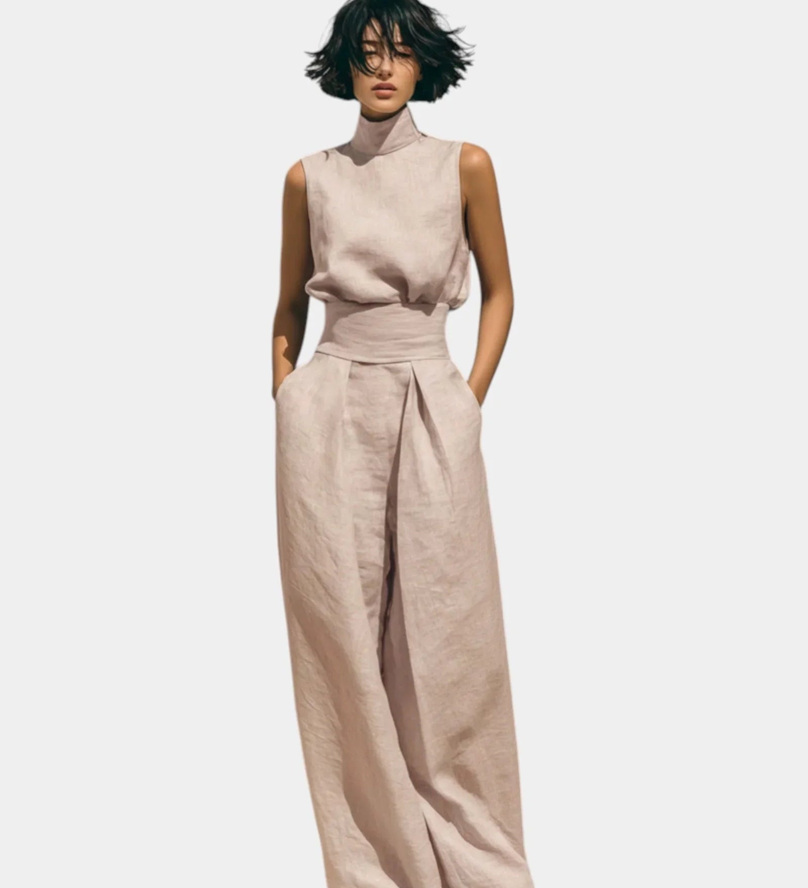 Falyne | Minimalist Tank Top and Wide Leg Pants Set