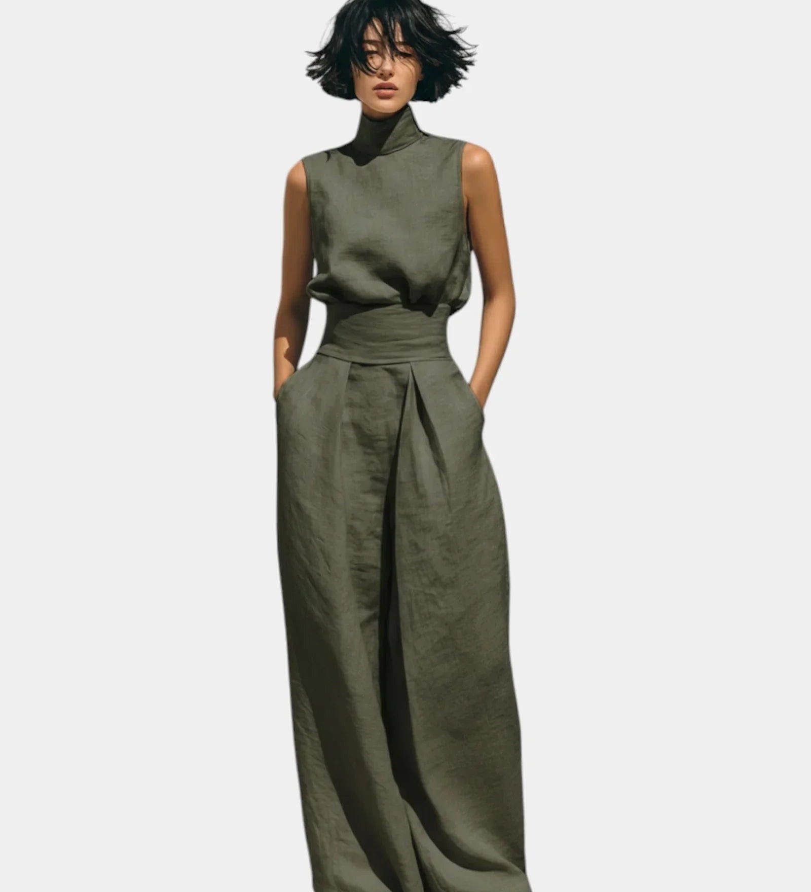 Falyne | Minimalist Tank Top and Wide Leg Pants Set