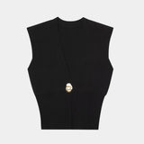 Félicie | Knitted Vest with Button Detail and V-Neck