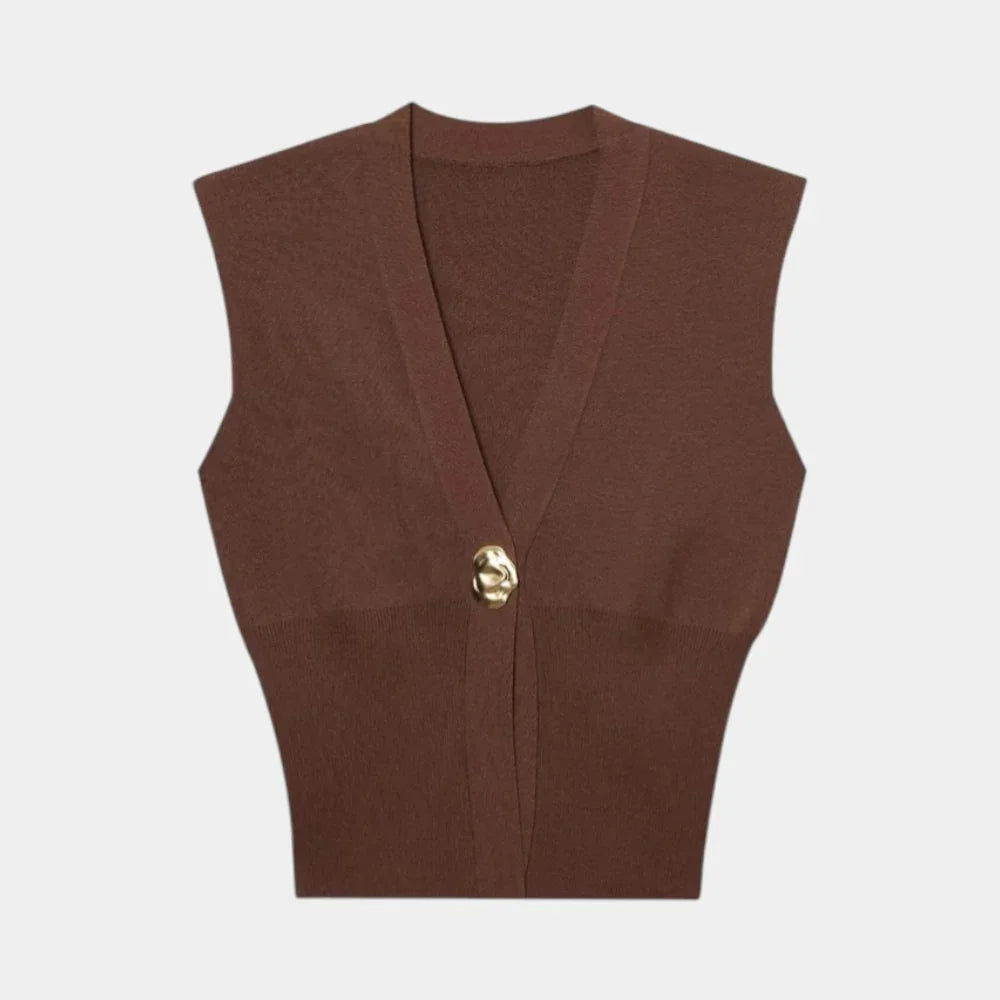 Félicie | Knitted Vest with Button Detail and V-Neck