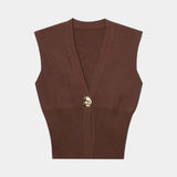 Félicie | Knitted Vest with Button Detail and V-Neck