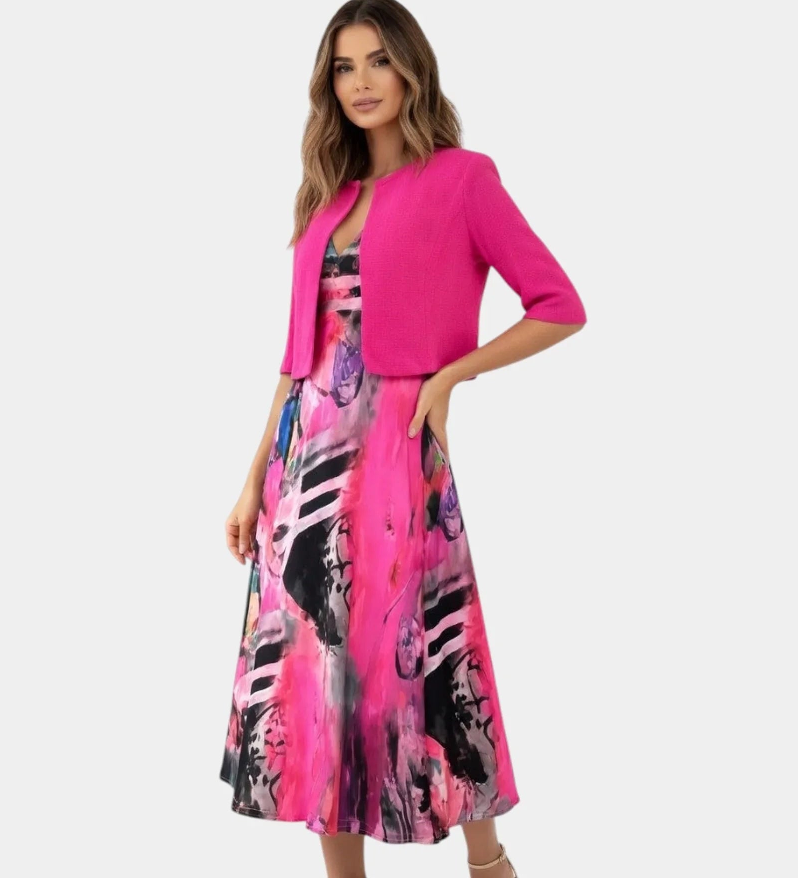 Stacy | Fluid Midi Dress with Matching Jacket