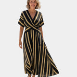 Mara | Striped Wrap Midi Dress