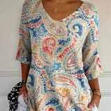 Sophie | Casual Vintage Ethnic Knit Top with Floral Print