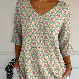 Violette | Casual Vintage Ethnic Pullover with Floral Print