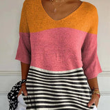Séverine | Casual Sweater with Abstract Line Art Print