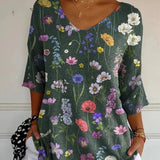 Noémie | Casual Knit Sweater with Bright Spring Botanical Pattern