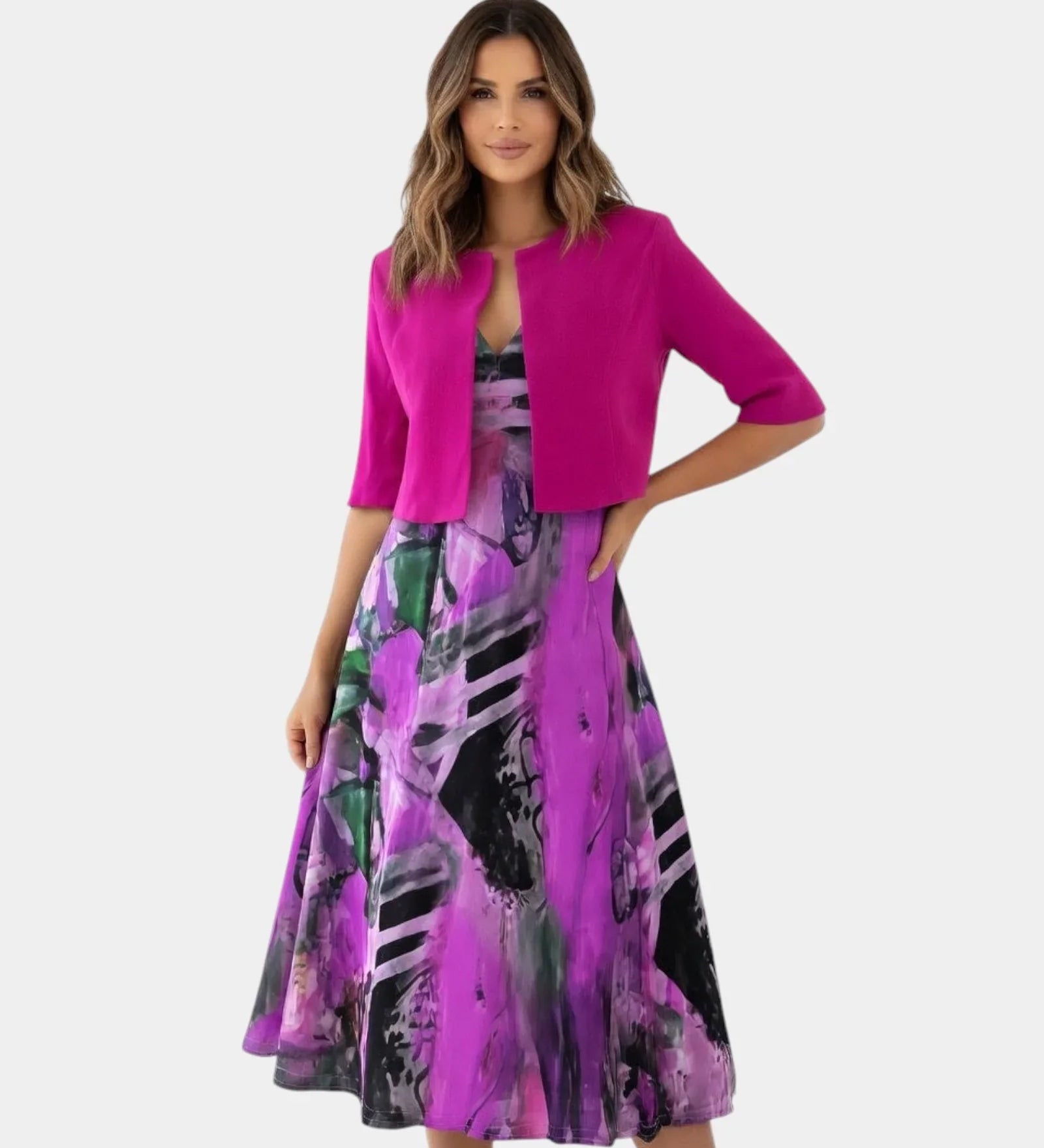 Stacy | Fluid Midi Dress with Matching Jacket