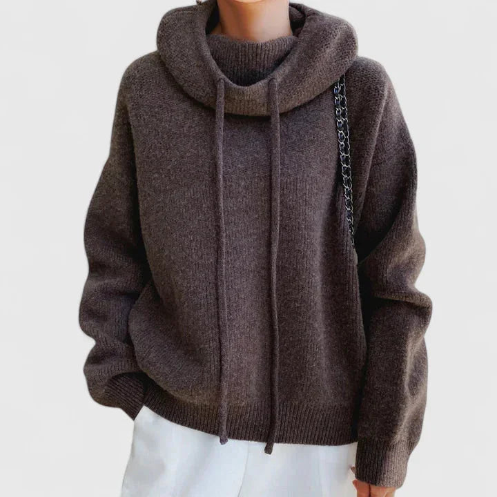 Marie | Cozy Knit Sweater with High Collar and Hood