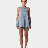 Erell | Denim blouse and shorts set