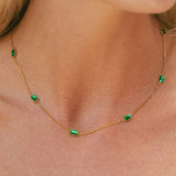 Apolline | Gold Chain Necklace with Green Stone