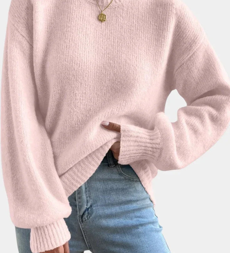 Mae | Round Neck Sweater with Puff Sleeves