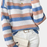 Camille | Oversized Sweater with Round Neck and Stripes