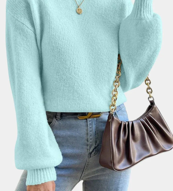 Mae | Round Neck Sweater with Puff Sleeves