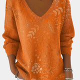 Mirelle | Cotton Blend Sweater with Leaf Pattern
