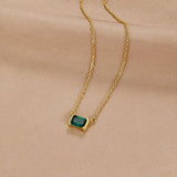 Flower | Green Emerald Gold Necklace