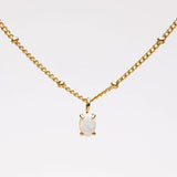Marion | Gold Beaded Necklace with Opal Pendant