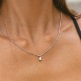 Marion | Gold Beaded Necklace with Opal Pendant